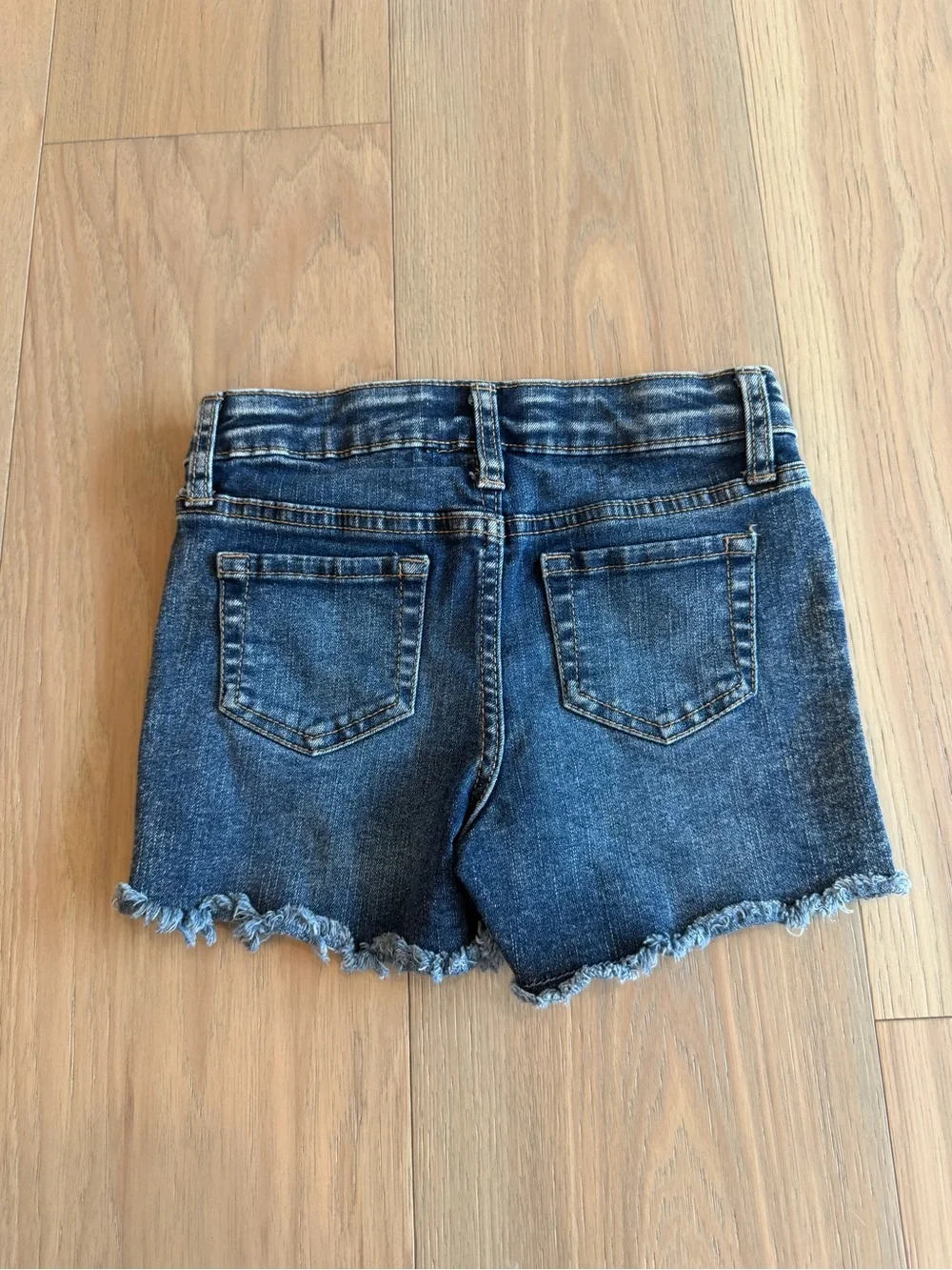 Cat & Jack Dark Indigo Denim Shorts with Rainbow & Sun Embroidered Patches